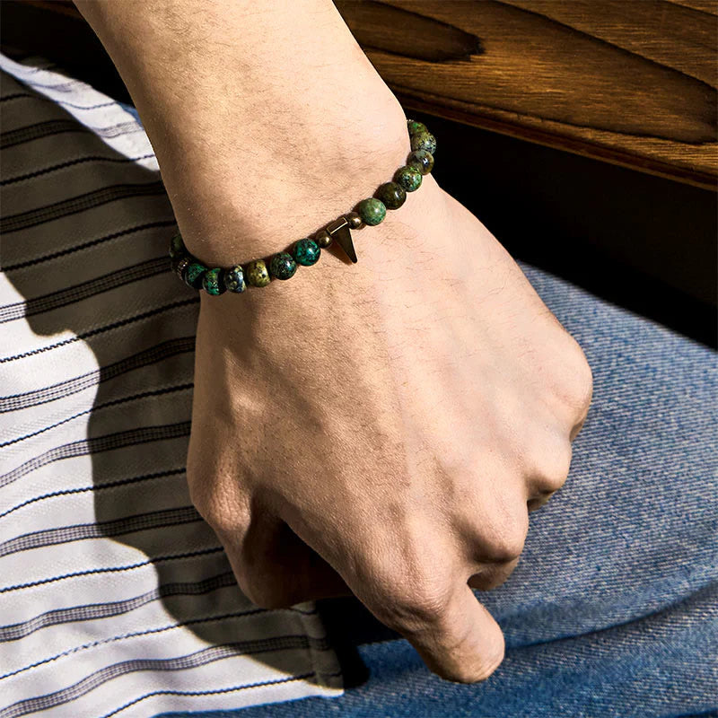 Buddha Stones Vintage Distressed Design Turquoise Copper Balance Bracelet