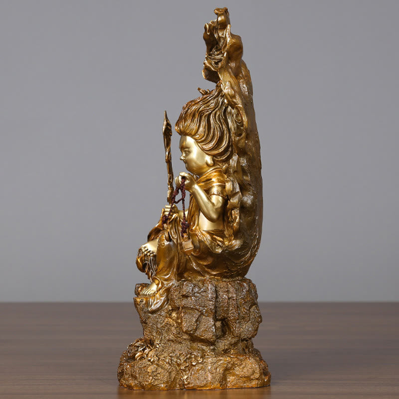 Buddha Stones Acalanatha Buddha Figurine Serenity Copper Statue Home Offering Decoration