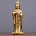 Buddha Stones Kwan Yin Avalokitesvara Holding The Dharma Wheel Wealth Brass Copper Statue Decoration