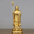 Buddha Stones Ksitigarbha Bodhisattva Figurine Compassion Copper Statue Home Offering Decoration