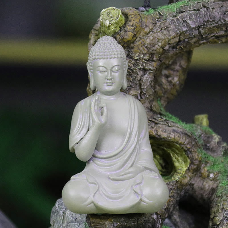 Buddha Stones Small Meditation Prayer Resin Buddha Statue Compassion Home Desk Decoration