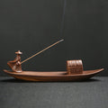 Buddha Stones Fisherman Fishing Boat Bamboo Buddha Hand Lotus Spiritual Healing Ceramic Stick Incense Burner Decoration