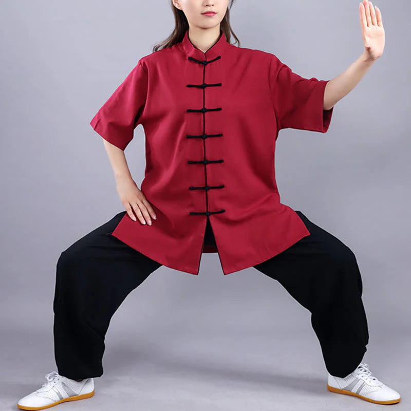 Buddha Stones 2Pcs Fall Winter Frog-Button Tai Chi Meditation Qigong Zen Practice Unisex Cotton Linen Clothing Set (Extra 30% Off | USE CODE: FS30)