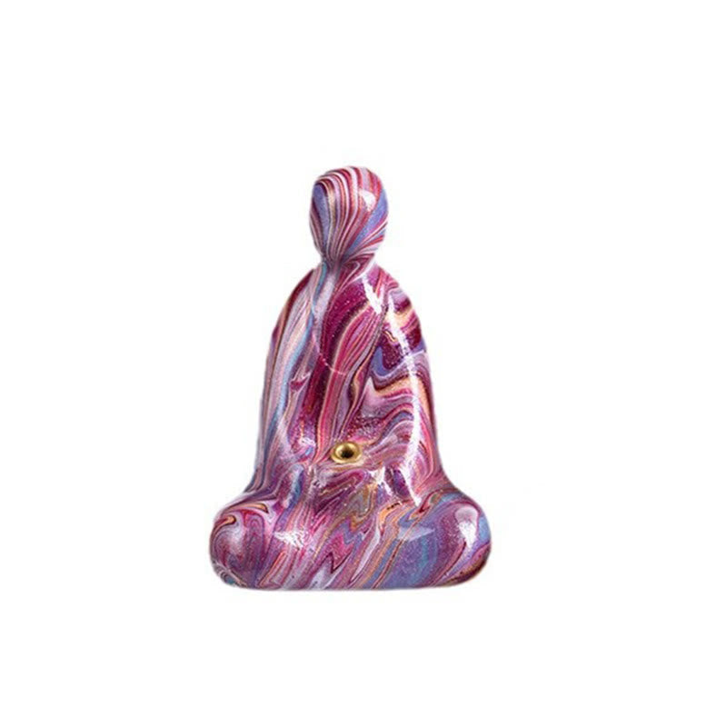 Buddha Stones Mini Formless Buddha Ebony Wood Lacquer Craft Peace Incense Stick Holder Decoration