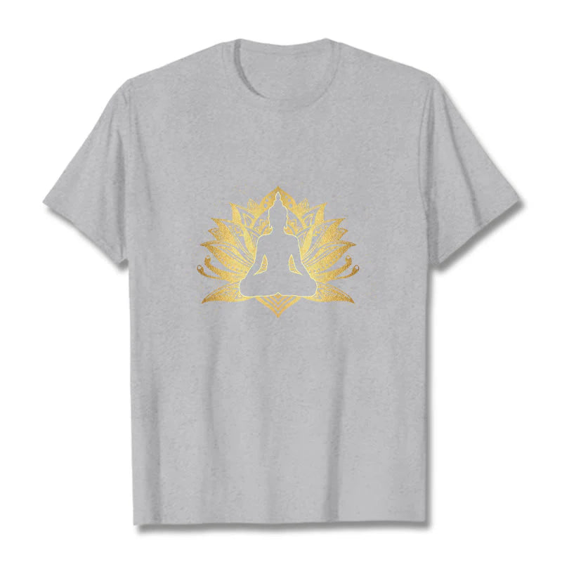 Buddha Stones Golden Lotus Meditation Buddha Tee T-shirt