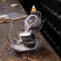 Buddha Stones Buddha Hand Holding Teapot Cup Ceramic Backflow Smoke Fountain Healing Incense Burner Decoration