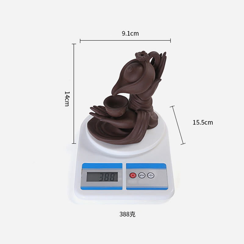 Buddha Stones Buddha Hand Holding Teapot Cup Ceramic Backflow Smoke Fountain Healing Incense Burner Decoration
