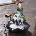 Buddha Stones Lotus Leaf Koi Fish Ceramic Backflow Smoke Fountain Peace Incense Burner Decoration