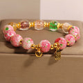 Buddha Stones Fu Character Pink Liuli Luck Bracelet