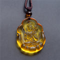 Buddha Stones Liuli Crystal Chinese Zodiac Natal Buddha Protection Necklace Pendant