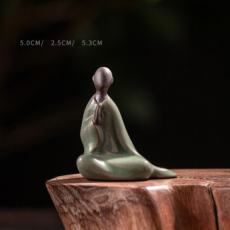 Buddha Stones Small Formless Buddha Prayer Ceramic Statue Zen Home Decoration 5*2.5*5.3cm