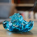 Buddha Stones Handmade Blue Dragon Liuli Crystal Art Piece Success Home Office Decoration