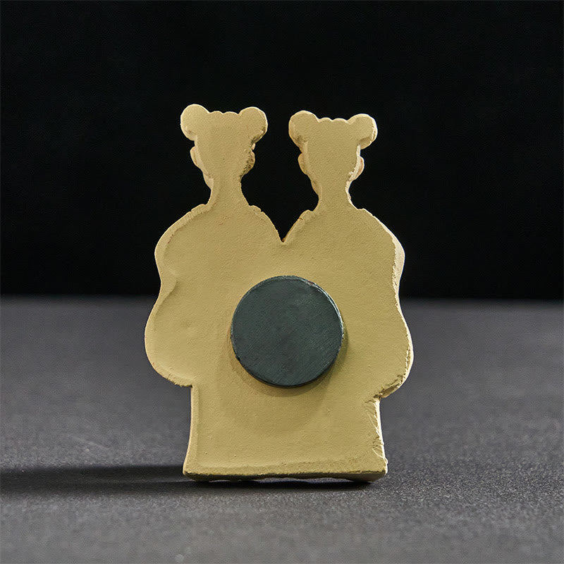 Buddha Stones FU Dogs Twins Buddha Square Ding Design Refrigerator Fridge Magnet Home Decoration