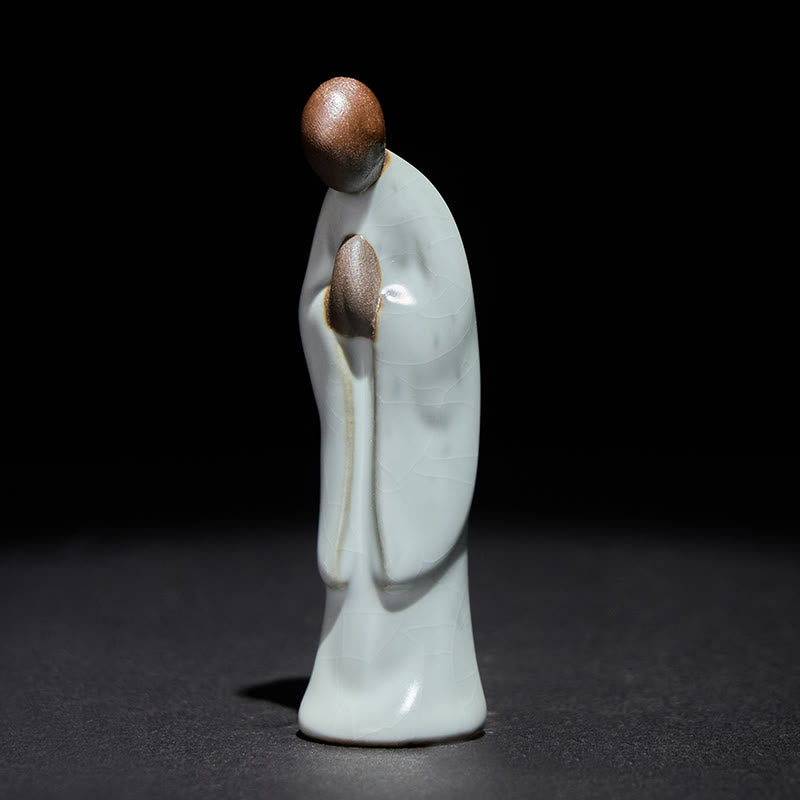 Buddha Stones Meditation Monk Ceramic Statue Serenity Home Decoration
