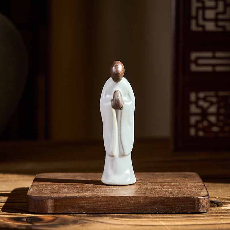 Buddha Stones Meditation Monk Ceramic Statue Serenity Home Decoration