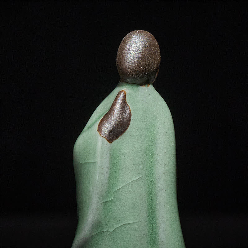 Buddha Stones Meditation Monk Ceramic Statue Serenity Home Decoration