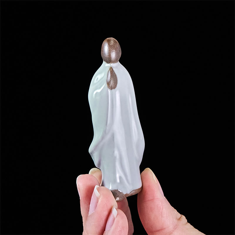 Buddha Stones Meditation Monk Ceramic Statue Serenity Home Decoration