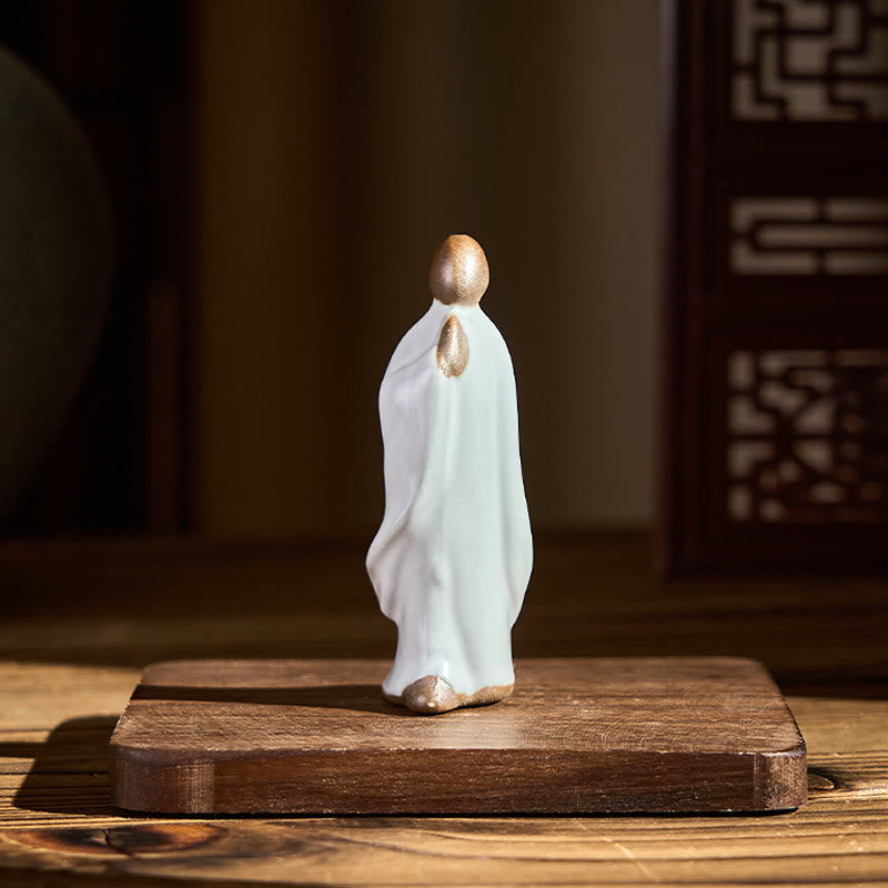 Buddha Stones Meditation Monk Ceramic Statue Serenity Home Decoration