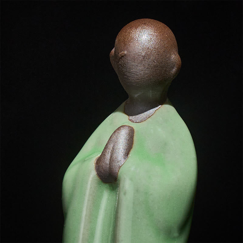 Buddha Stones Meditation Monk Ceramic Statue Serenity Home Decoration