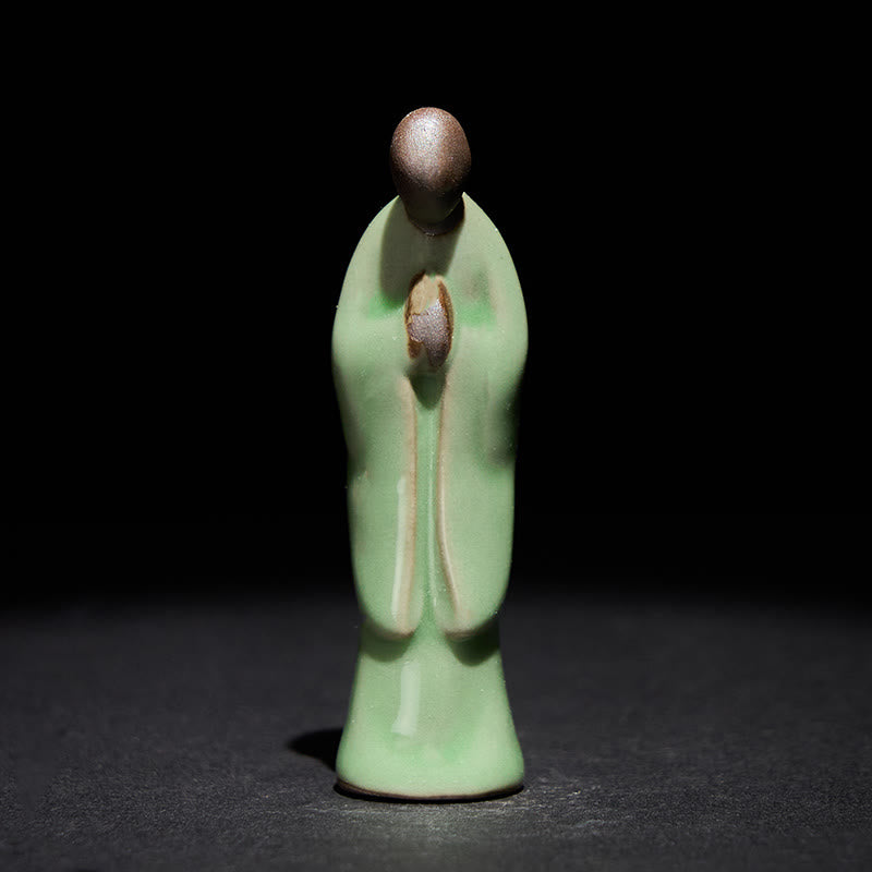 Buddha Stones Meditation Monk Ceramic Statue Serenity Home Decoration