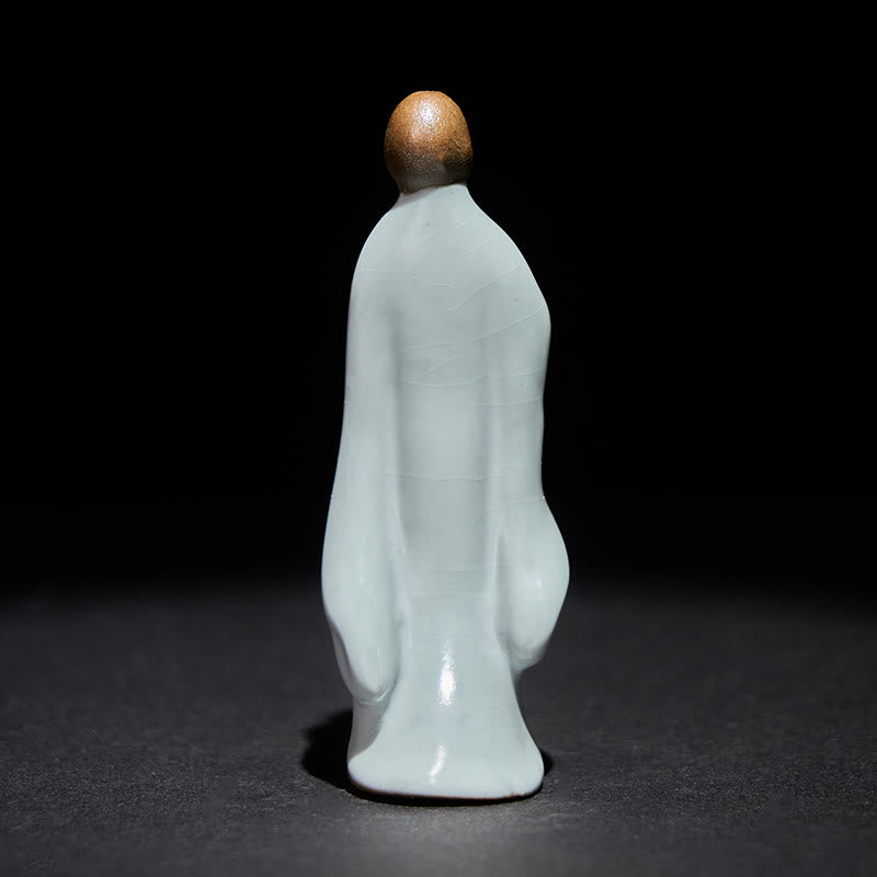 Buddha Stones Meditation Monk Ceramic Statue Serenity Home Decoration