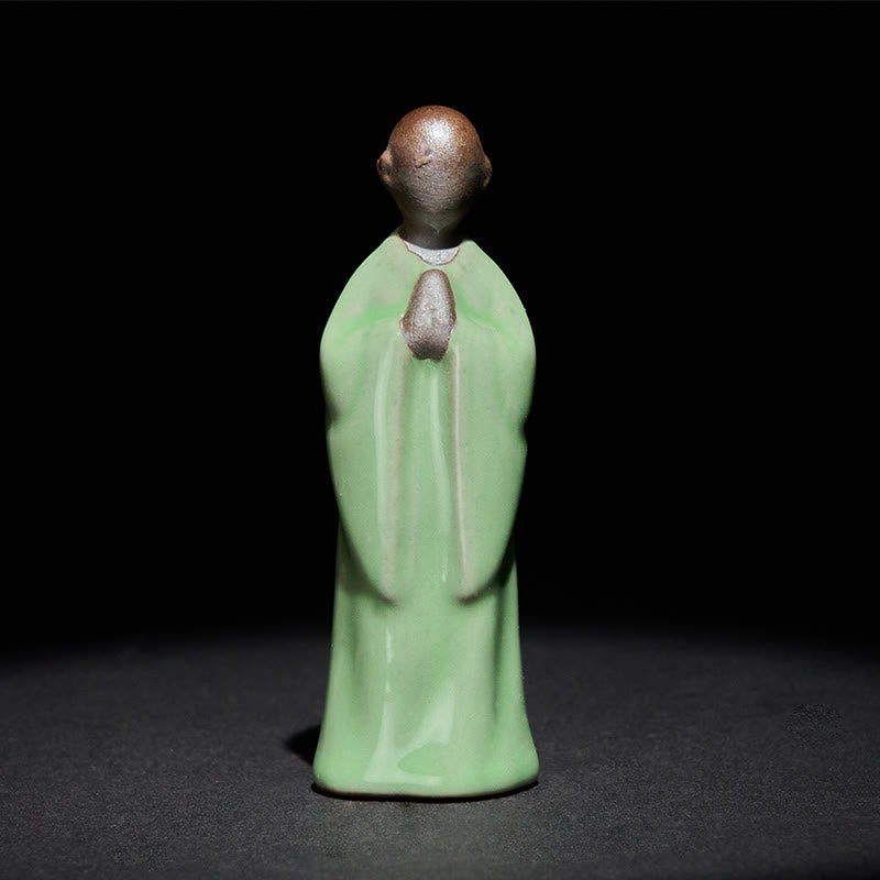 Buddha Stones Meditation Monk Ceramic Statue Serenity Home Decoration
