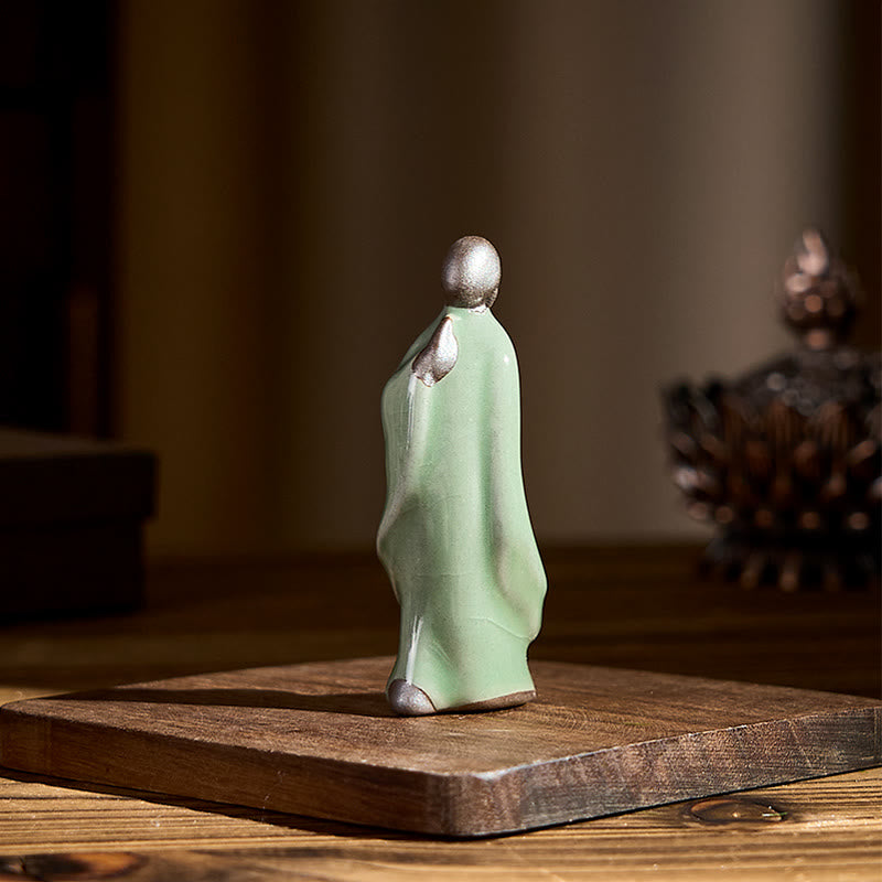 Buddha Stones Meditation Monk Ceramic Statue Serenity Home Decoration
