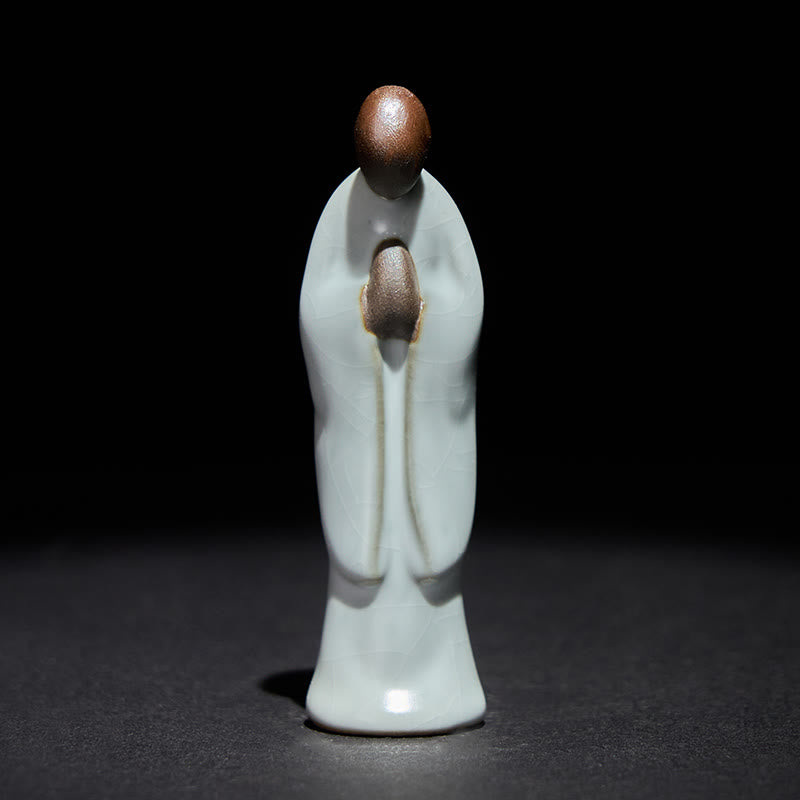 Buddha Stones Meditation Monk Ceramic Statue Serenity Home Decoration