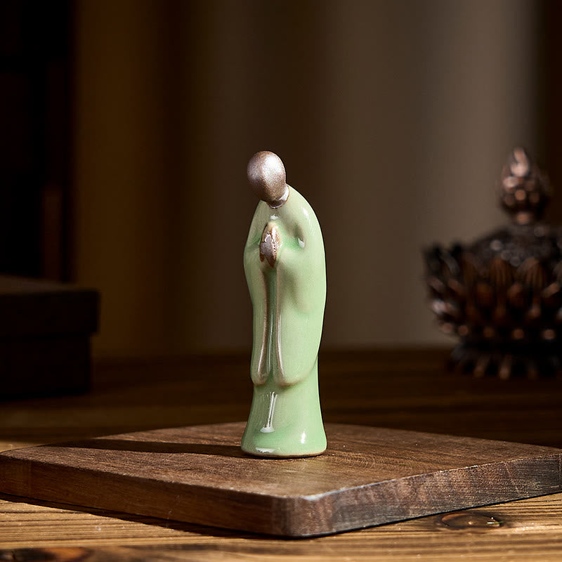 Buddha Stones Meditation Monk Ceramic Statue Serenity Home Decoration