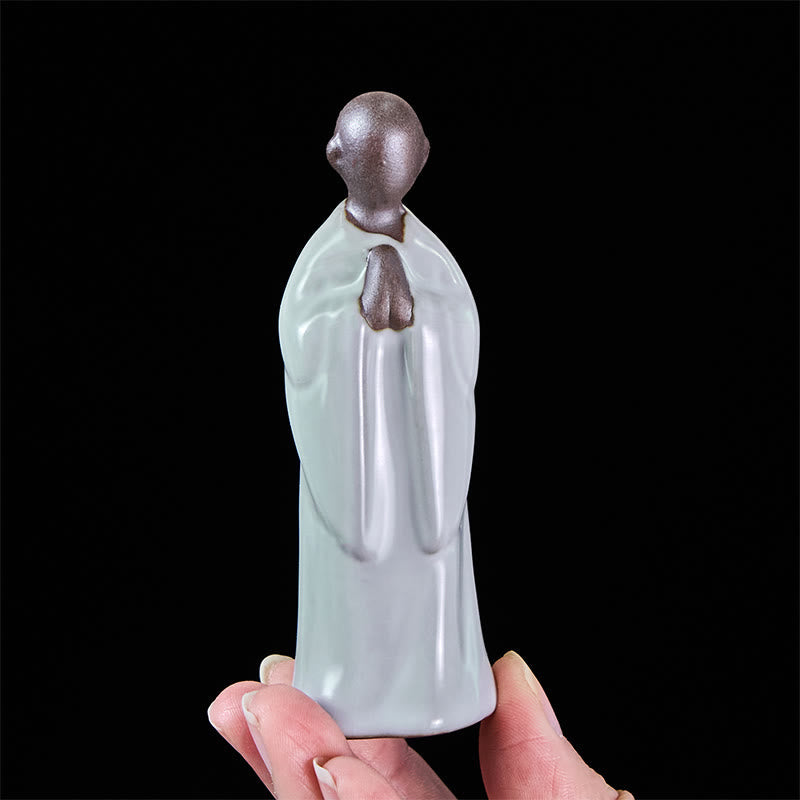 Buddha Stones Meditation Monk Ceramic Statue Serenity Home Decoration