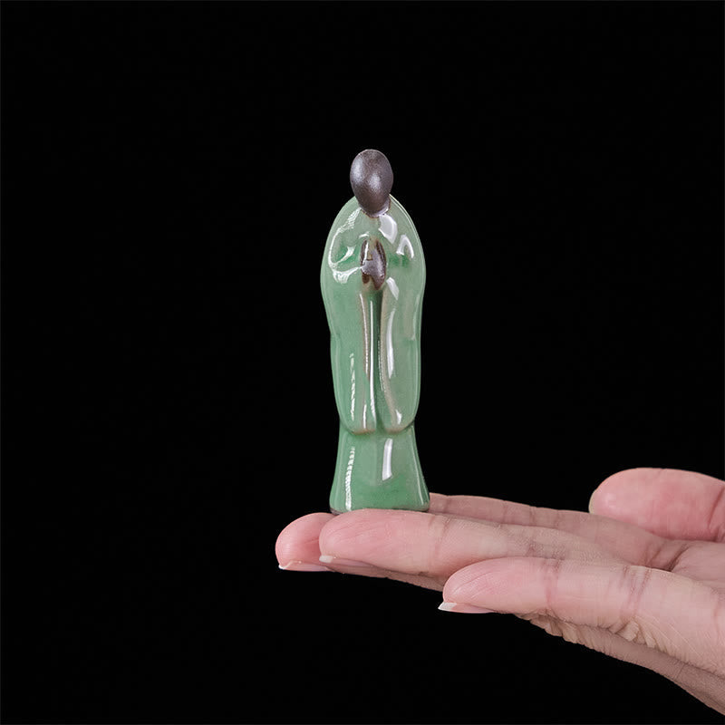 Buddha Stones Meditation Monk Ceramic Statue Serenity Home Decoration