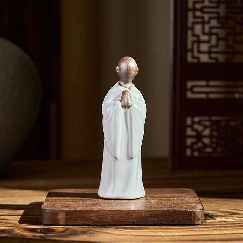 Buddha Stones Meditation Monk Ceramic Statue Serenity Home Decoration