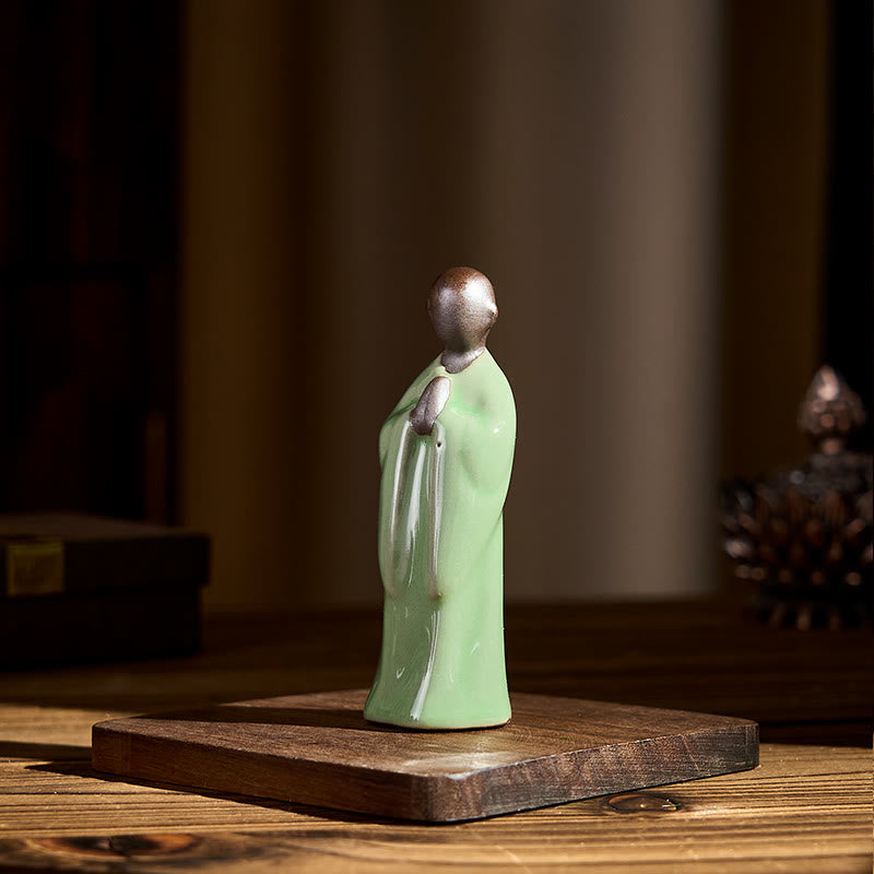 Buddha Stones Meditation Monk Ceramic Statue Serenity Home Decoration
