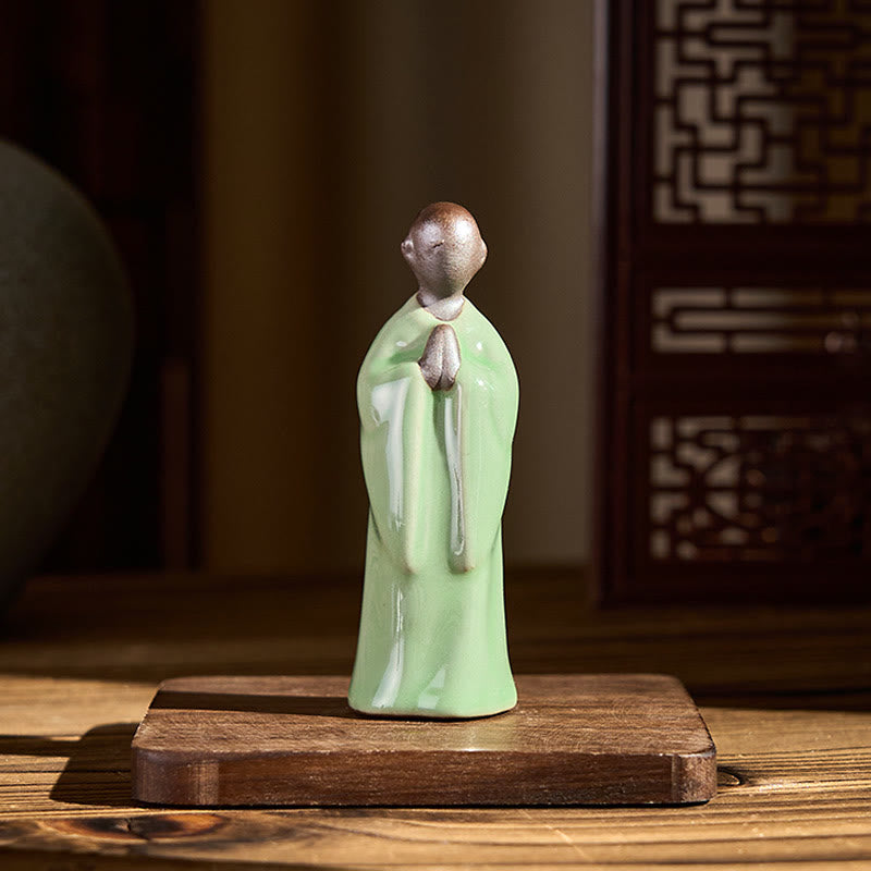Buddha Stones Meditation Monk Ceramic Statue Serenity Home Decoration