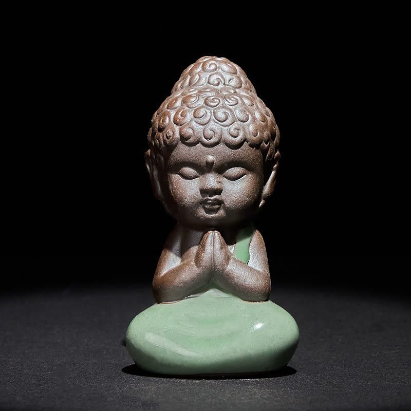 Buddha Stones Prayer Meditation Resting Monk Ceramic Statue Serenity Home Decoration