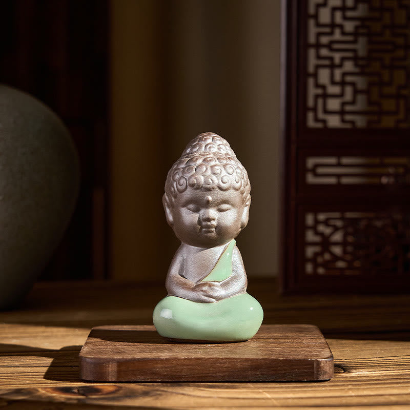 Buddha Stones Prayer Meditation Resting Monk Ceramic Statue Serenity Home Decoration