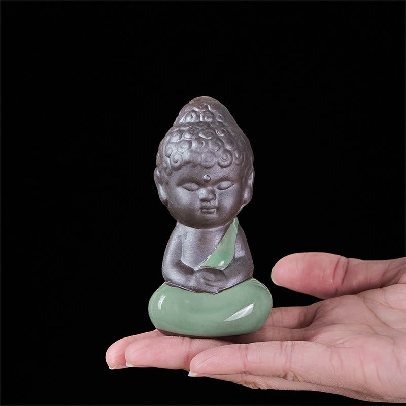 Buddha Stones Prayer Meditation Resting Monk Ceramic Statue Serenity Home Decoration