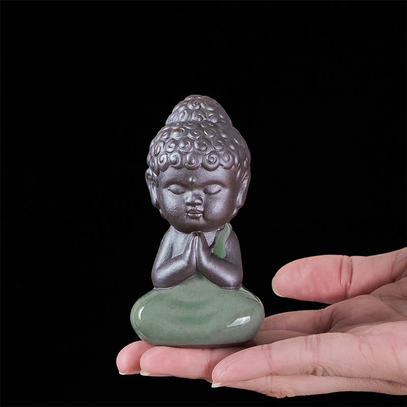 Buddha Stones Prayer Meditation Resting Monk Ceramic Statue Serenity Home Decoration
