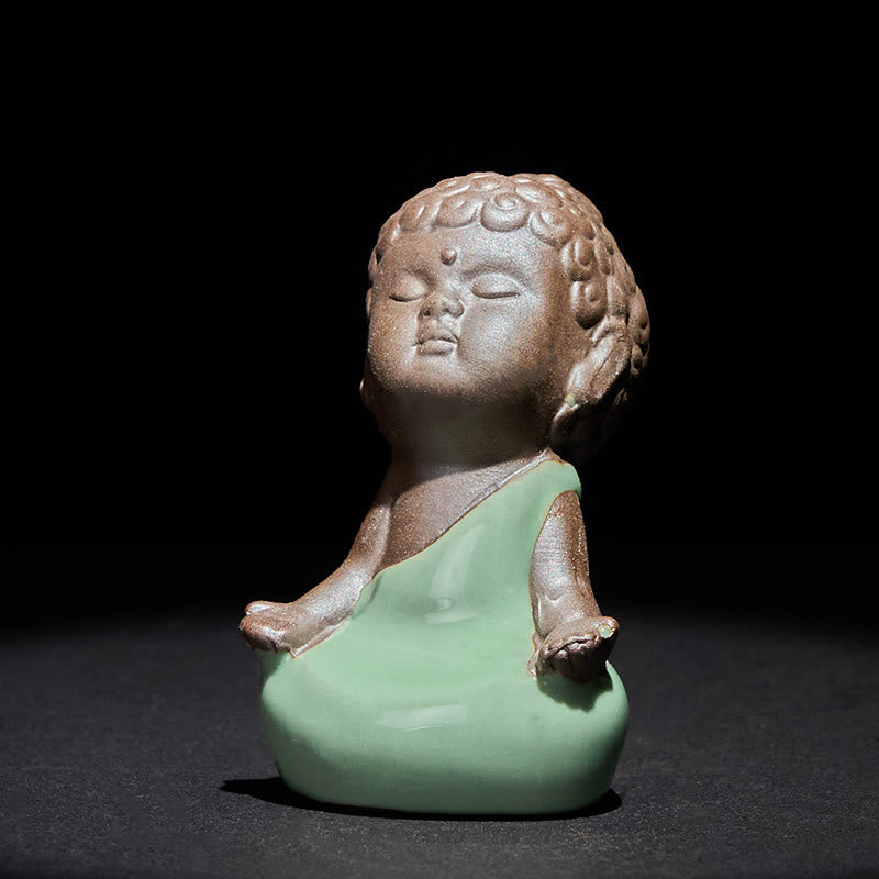 Buddha Stones Prayer Meditation Resting Monk Ceramic Statue Serenity Home Decoration