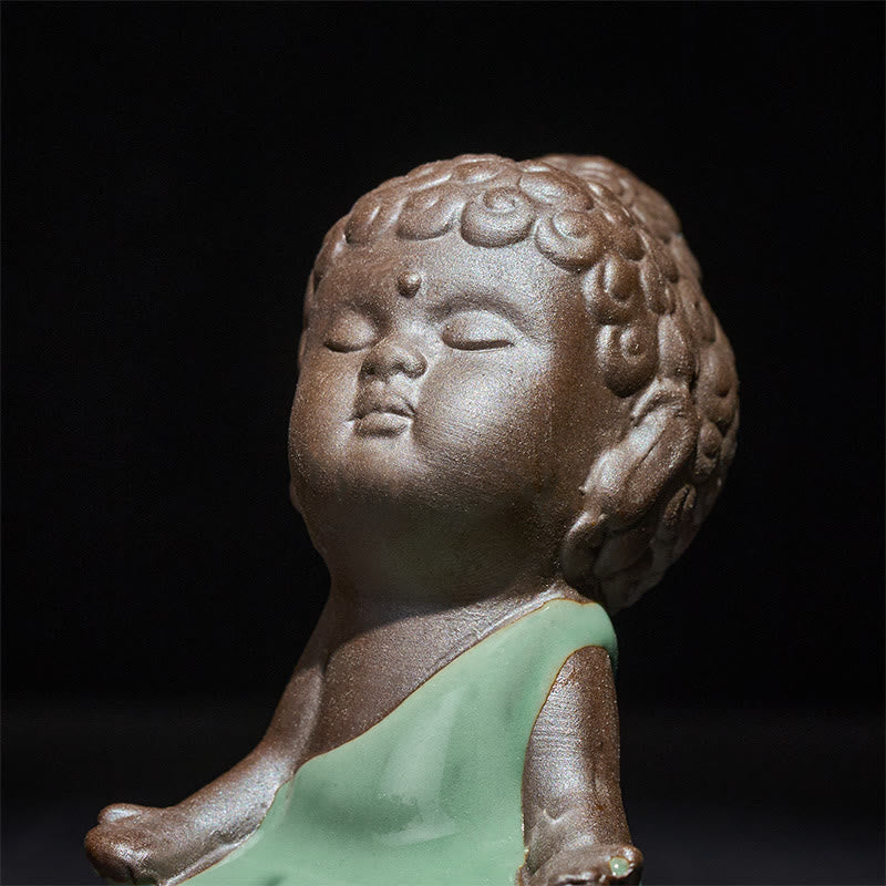 Buddha Stones Prayer Meditation Resting Monk Ceramic Statue Serenity Home Decoration