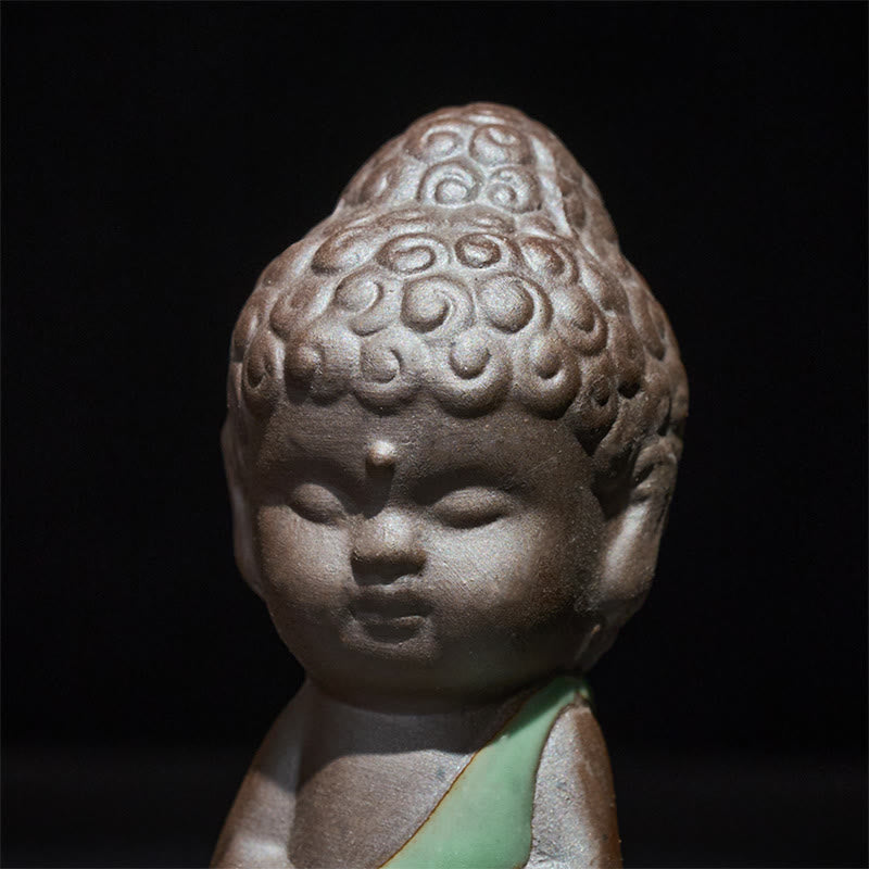 Buddha Stones Prayer Meditation Resting Monk Ceramic Statue Serenity Home Decoration