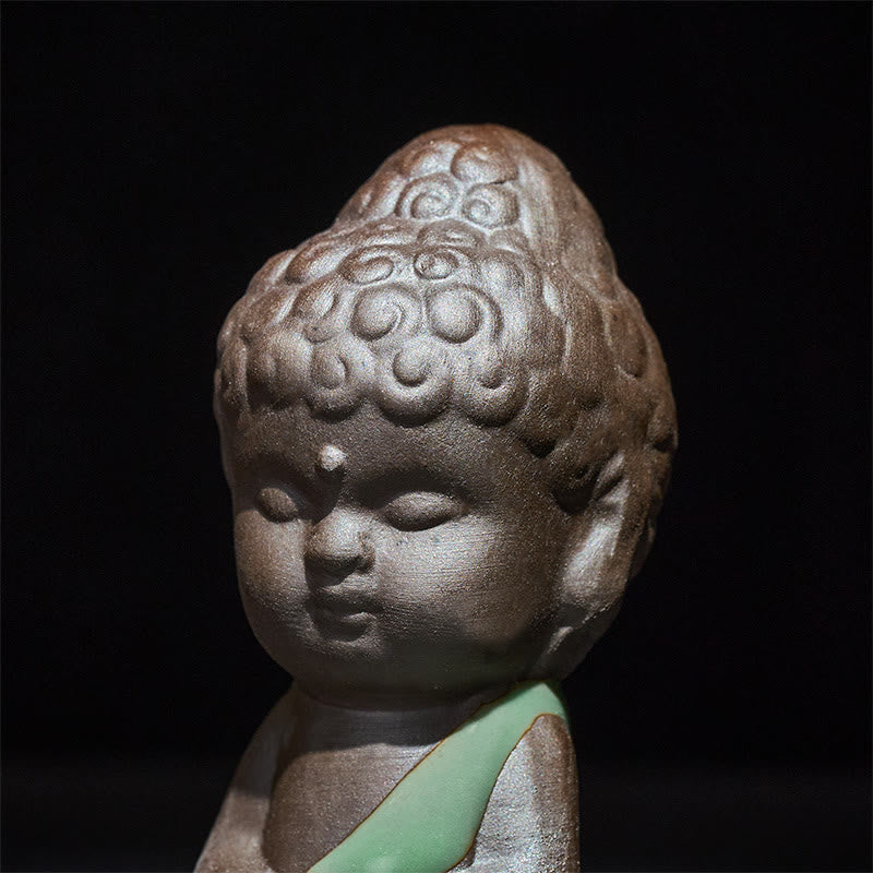Buddha Stones Prayer Meditation Resting Monk Ceramic Statue Serenity Home Decoration