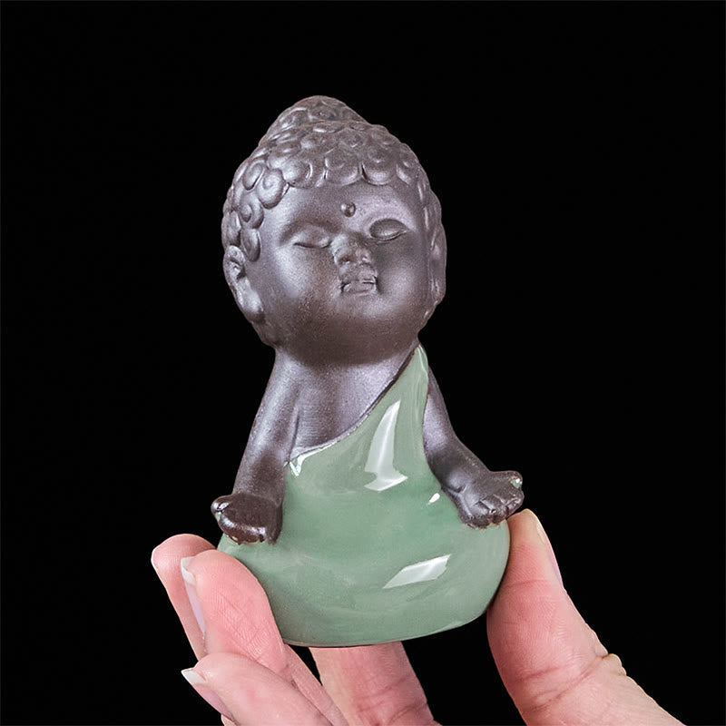 Buddha Stones Prayer Meditation Resting Monk Ceramic Statue Serenity Home Decoration