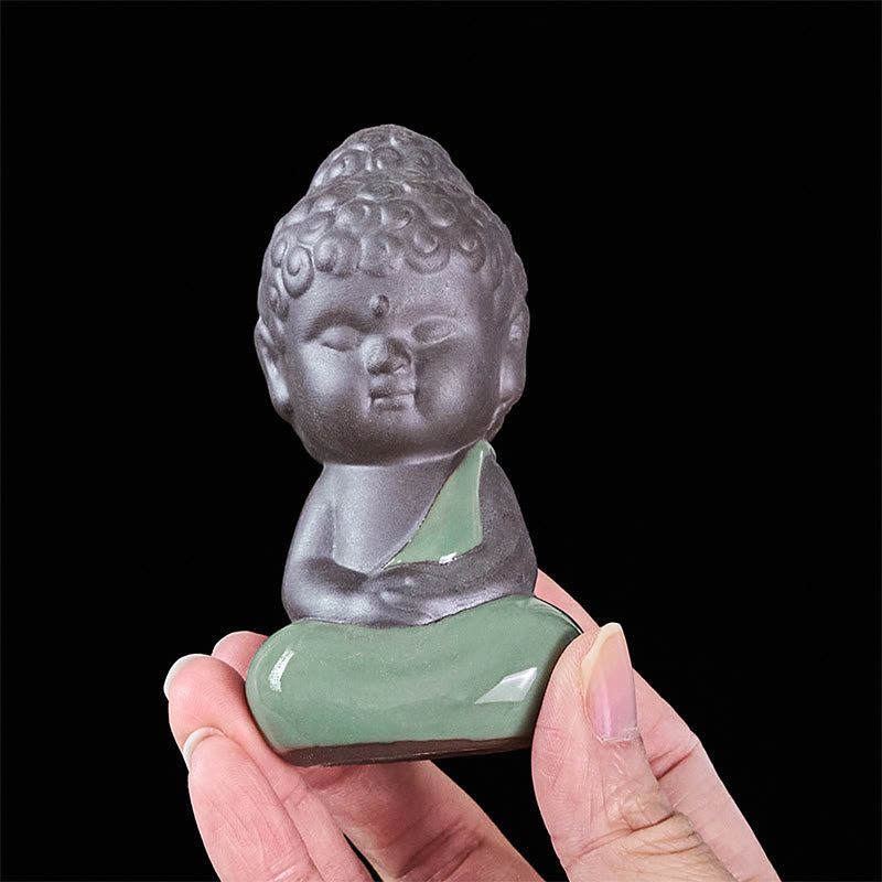 Buddha Stones Prayer Meditation Resting Monk Ceramic Statue Serenity Home Decoration