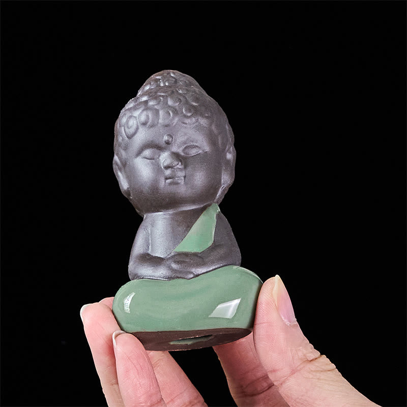 Buddha Stones Prayer Meditation Resting Monk Ceramic Statue Serenity Home Decoration