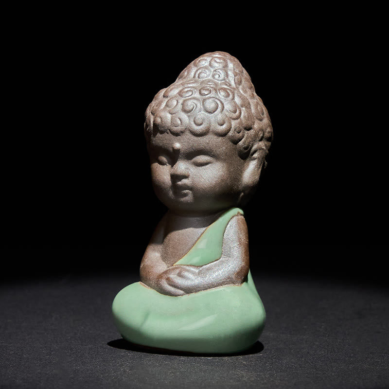 Buddha Stones Prayer Meditation Resting Monk Ceramic Statue Serenity Home Decoration