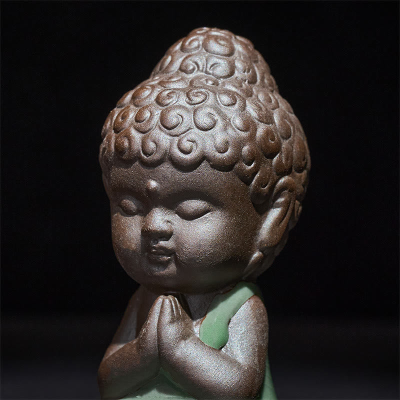 Buddha Stones Prayer Meditation Resting Monk Ceramic Statue Serenity Home Decoration