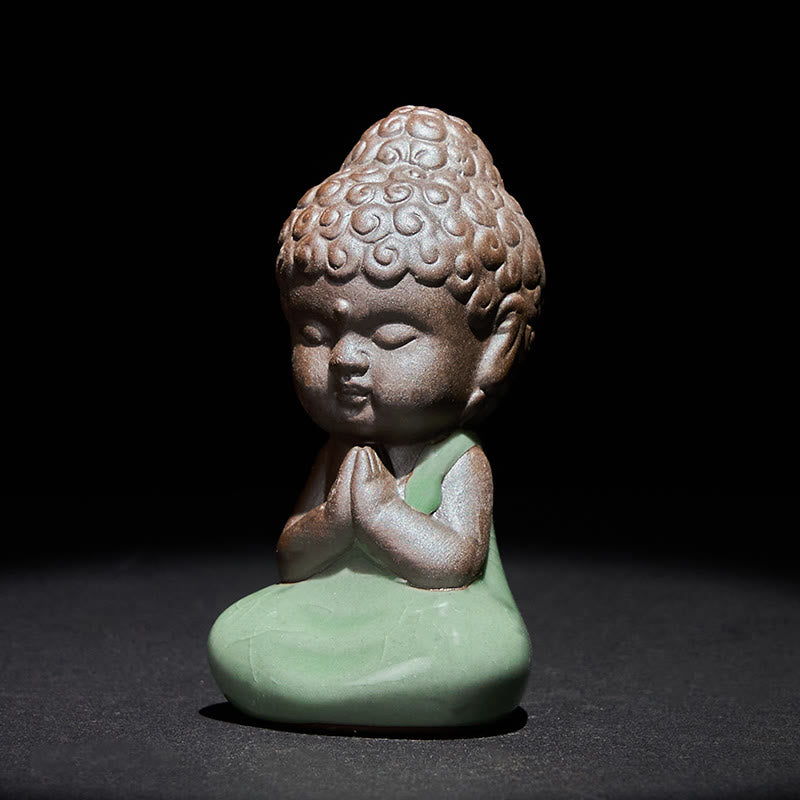 Buddha Stones Prayer Meditation Resting Monk Ceramic Statue Serenity Home Decoration
