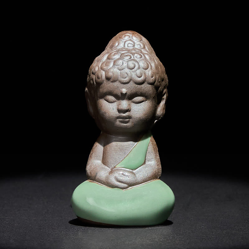 Buddha Stones Prayer Meditation Resting Monk Ceramic Statue Serenity Home Decoration