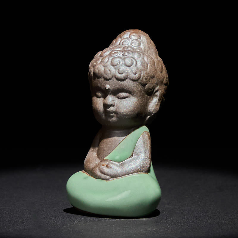 Buddha Stones Prayer Meditation Resting Monk Ceramic Statue Serenity Home Decoration